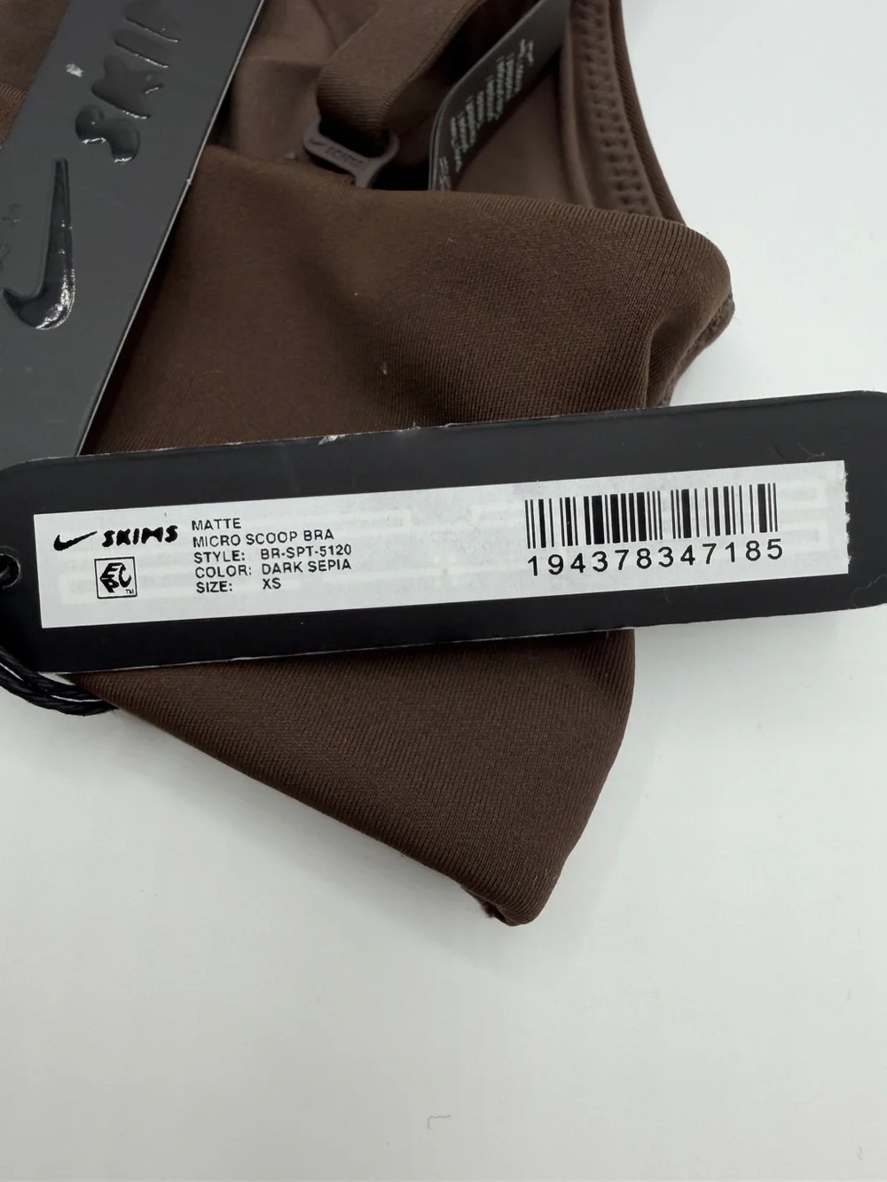 Nike SKIMS Matte Micro Scoop Sports Bra XS Dark Sepia NWT Dri-FIT Sculpting